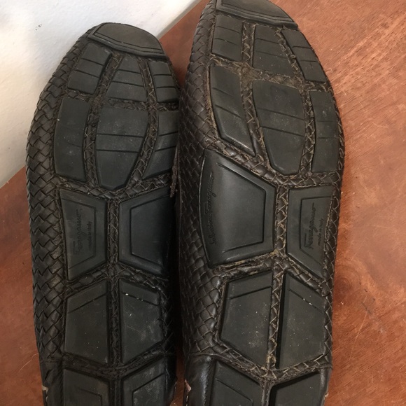 Salvatore Ferragamo Men\'s Brown Leather Loafers with Woven Design. Size 7 EE main image 9